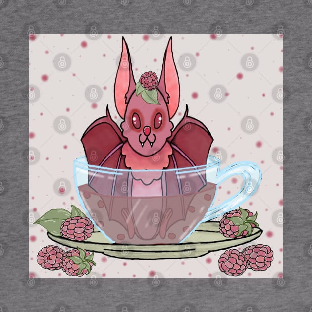 Raspberry Tea Bat by Book Bunnys Art Space